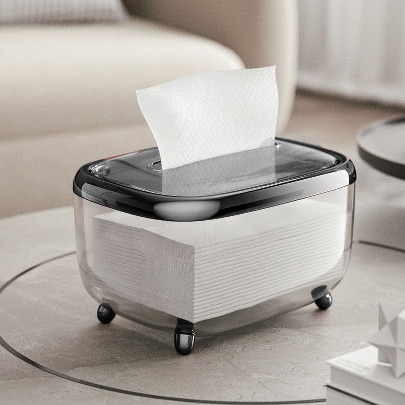 Tissue Box Transparent Napkin Box Simple Creative Storage Box Fixed Lid Paper Organizer Black - Image 5