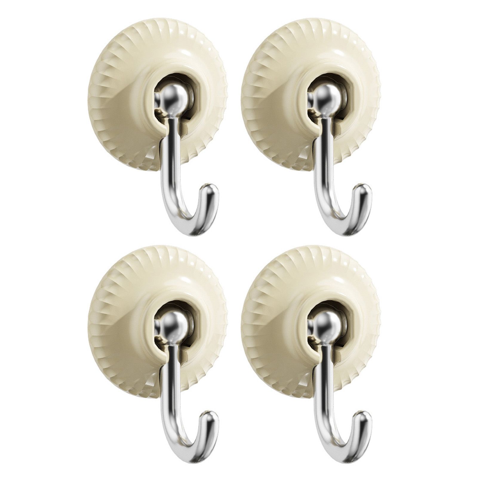 4pcs Adhesive Hooks Hole Free Round Hooks Bathroom Coat Heavy Duty Adhesive Hangers White - Image 1