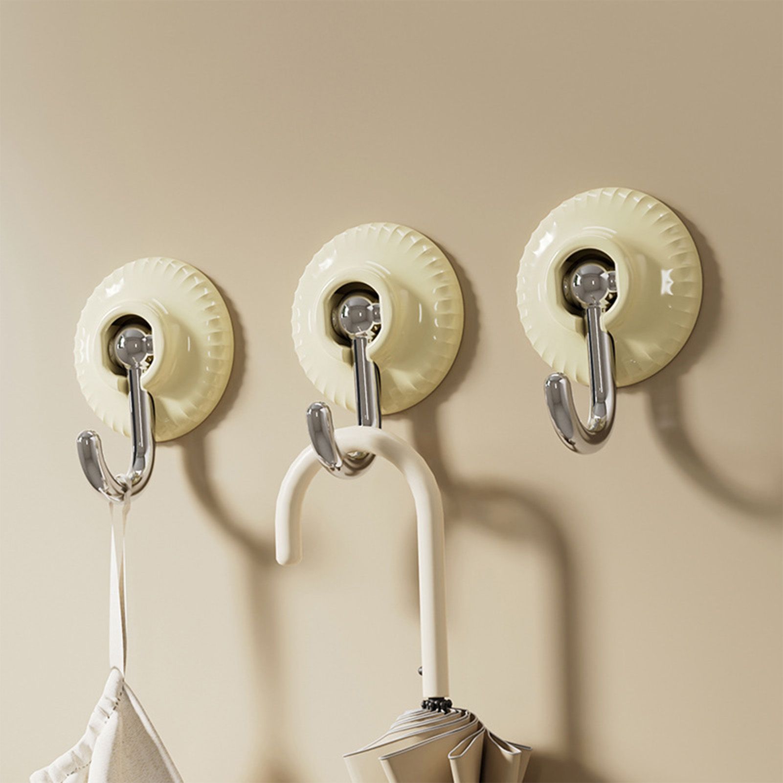 4pcs Adhesive Hooks Hole Free Round Hooks Bathroom Coat Heavy Duty Adhesive Hangers White - Image 6