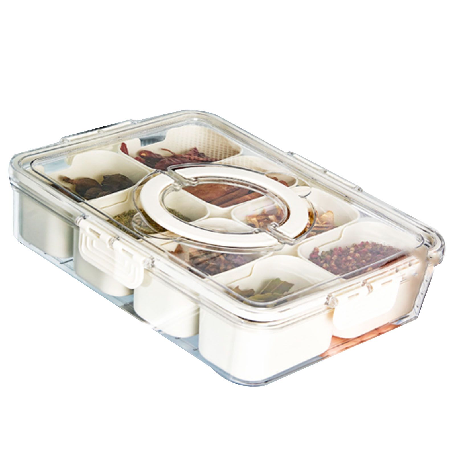Plastic Storage Box Multi Grids Fridge Food Divider Box for Dumpling Vegetable Fruit Seasoning Large 8 Grids - Image 1