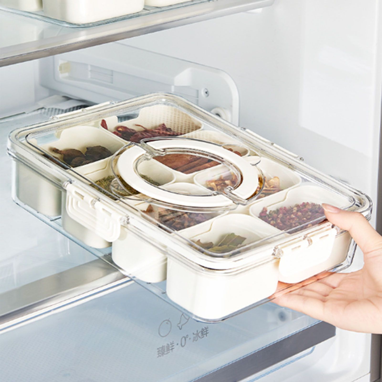 Plastic Storage Box Multi Grids Fridge Food Divider Box for Dumpling Vegetable Fruit Seasoning Large 8 Grids - Image 4