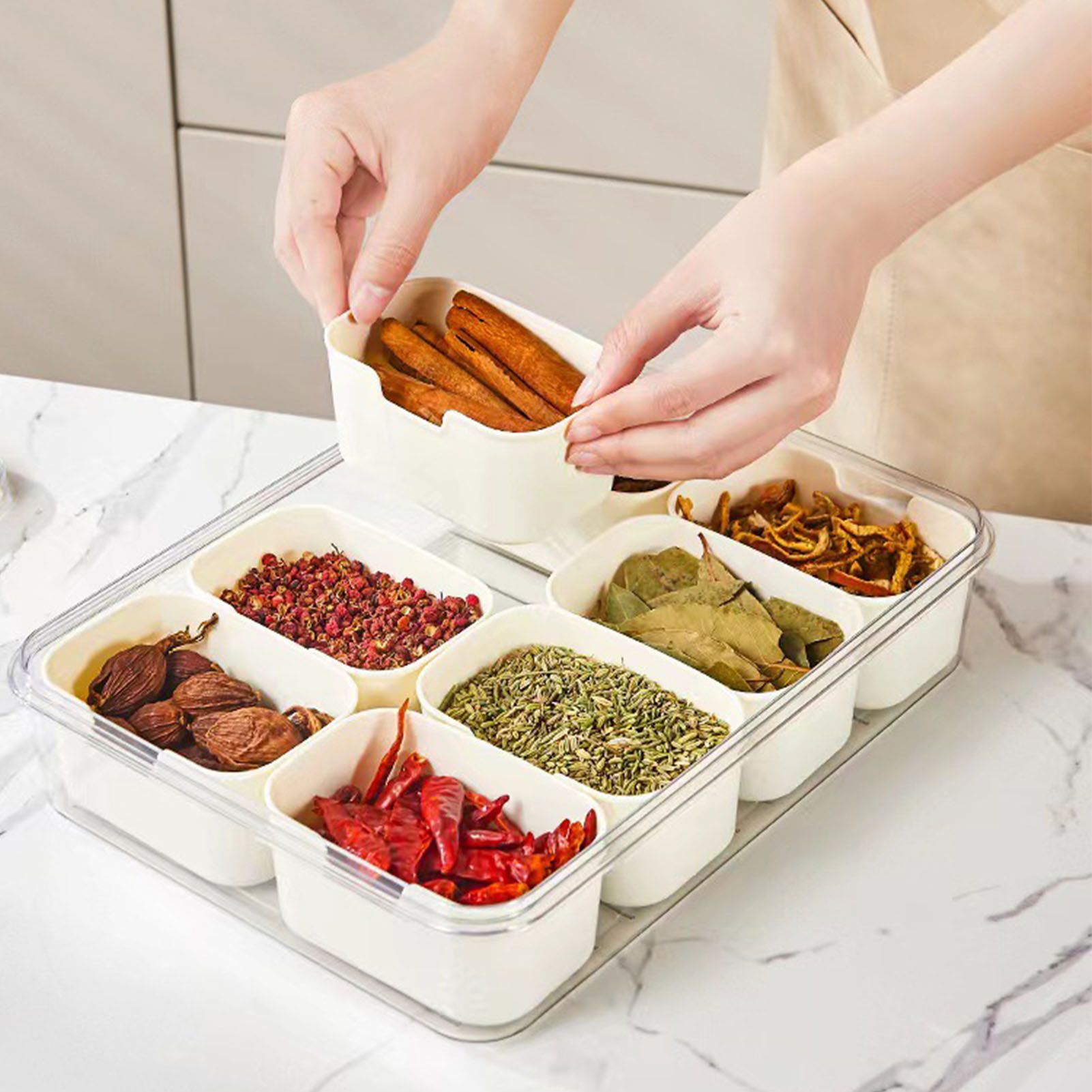 Plastic Storage Box Multi Grids Fridge Food Divider Box for Dumpling Vegetable Fruit Seasoning Large 8 Grids - Image 5