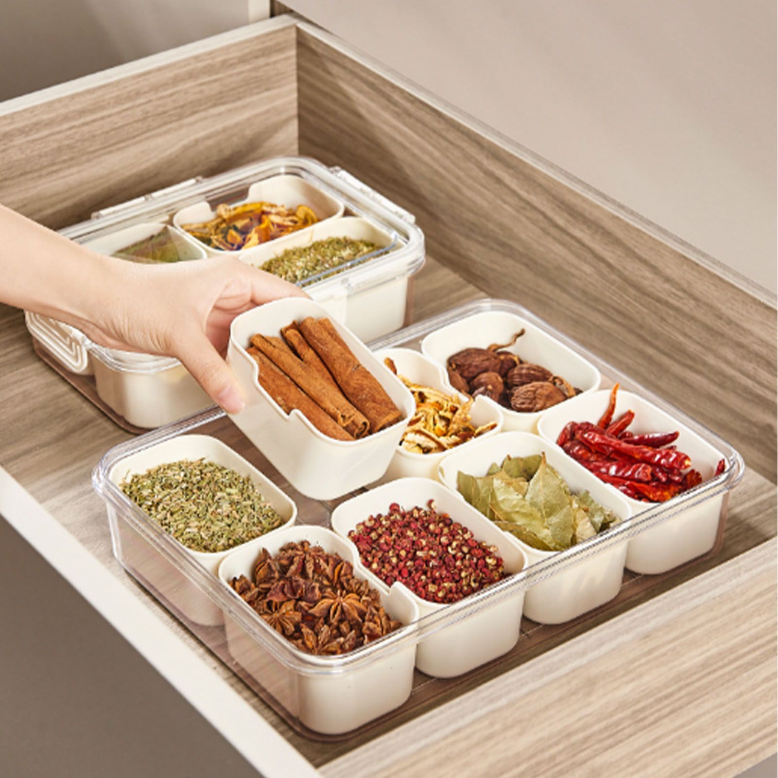 Plastic Storage Box Multi Grids Fridge Food Divider Box for Dumpling Vegetable Fruit Seasoning Large 8 Grids - Image 7