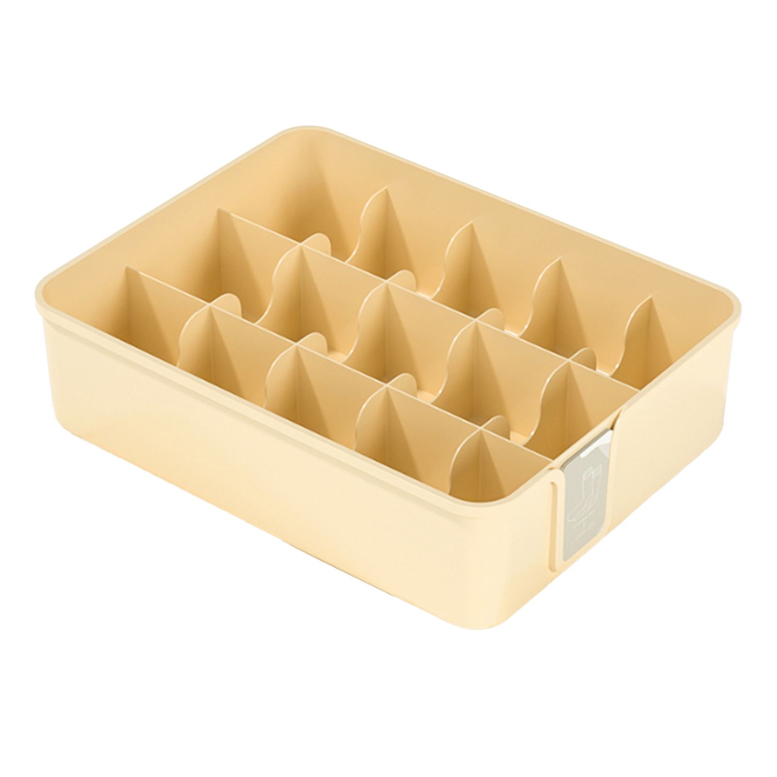 Sock Underwear Organizer Divider Plastic 15 Cell Closet Drawer Storage Box for Panty Ornament Ties Yellow - Image 1