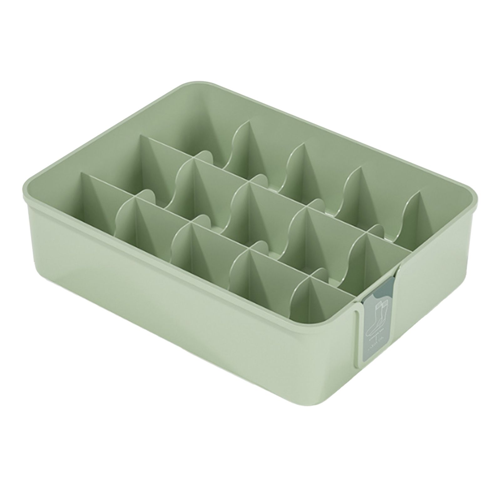 Sock Underwear Organizer Divider Plastic 15 Cell Closet Drawer Storage Box for Panty Ornament Ties Green - Image 1