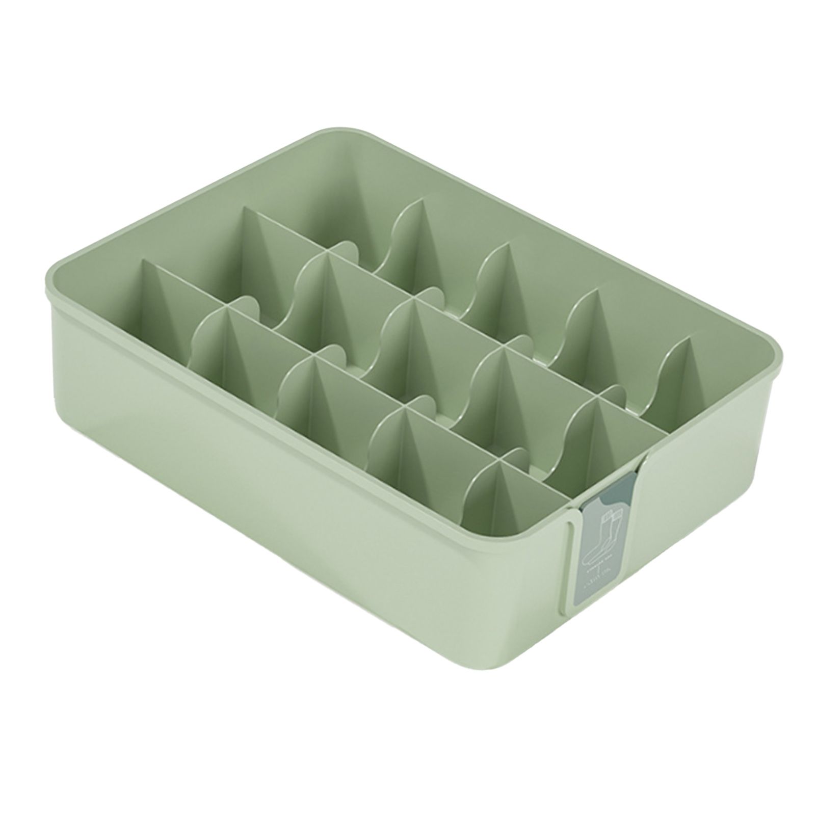 Sock Underwear Organizer Divider Plastic 15 Cell Closet Drawer Storage Box for Panty Ornament Ties Green - Image 6