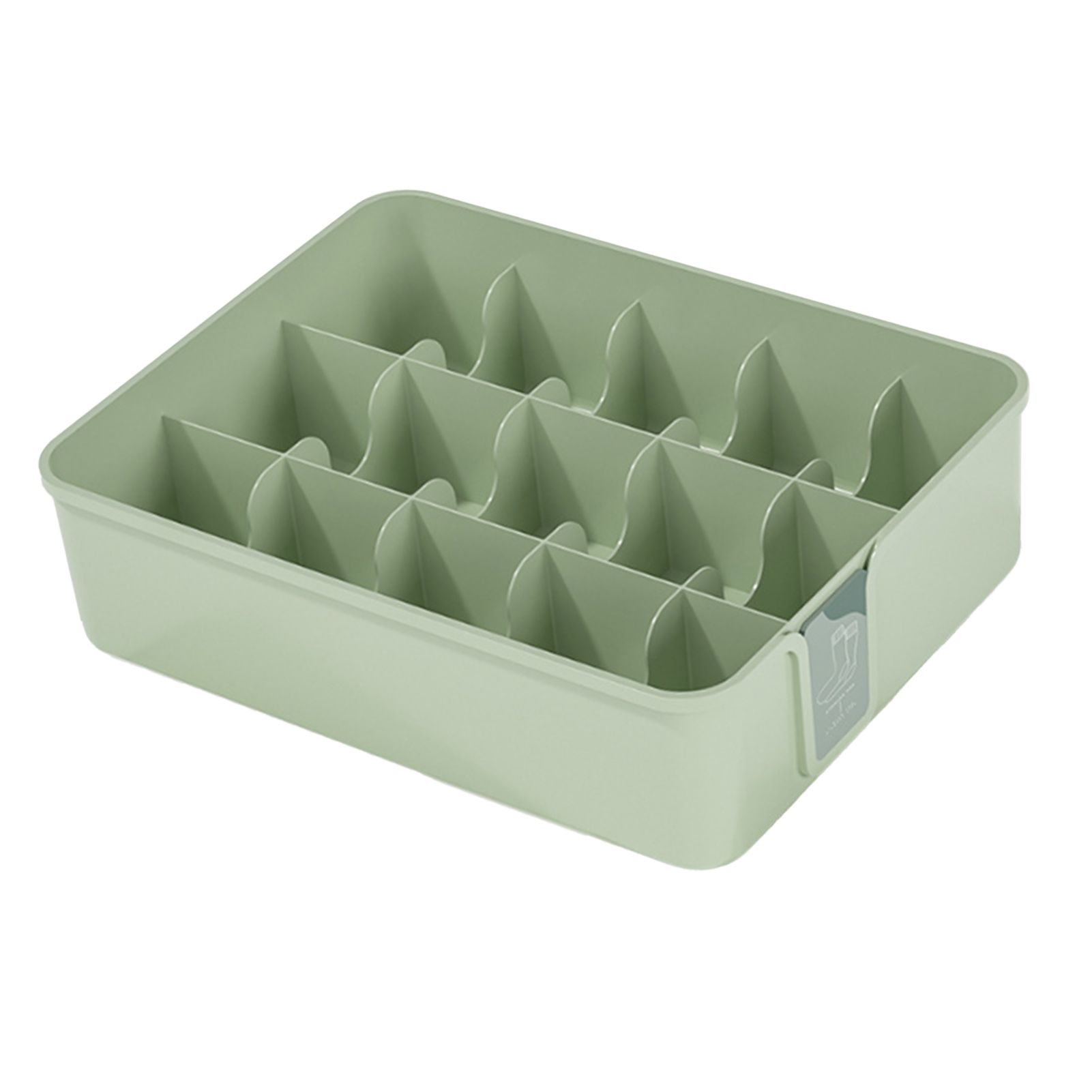 Sock Underwear Organizer Divider Plastic 15 Cell Closet Drawer Storage Box for Panty Ornament Ties Green - Image 7