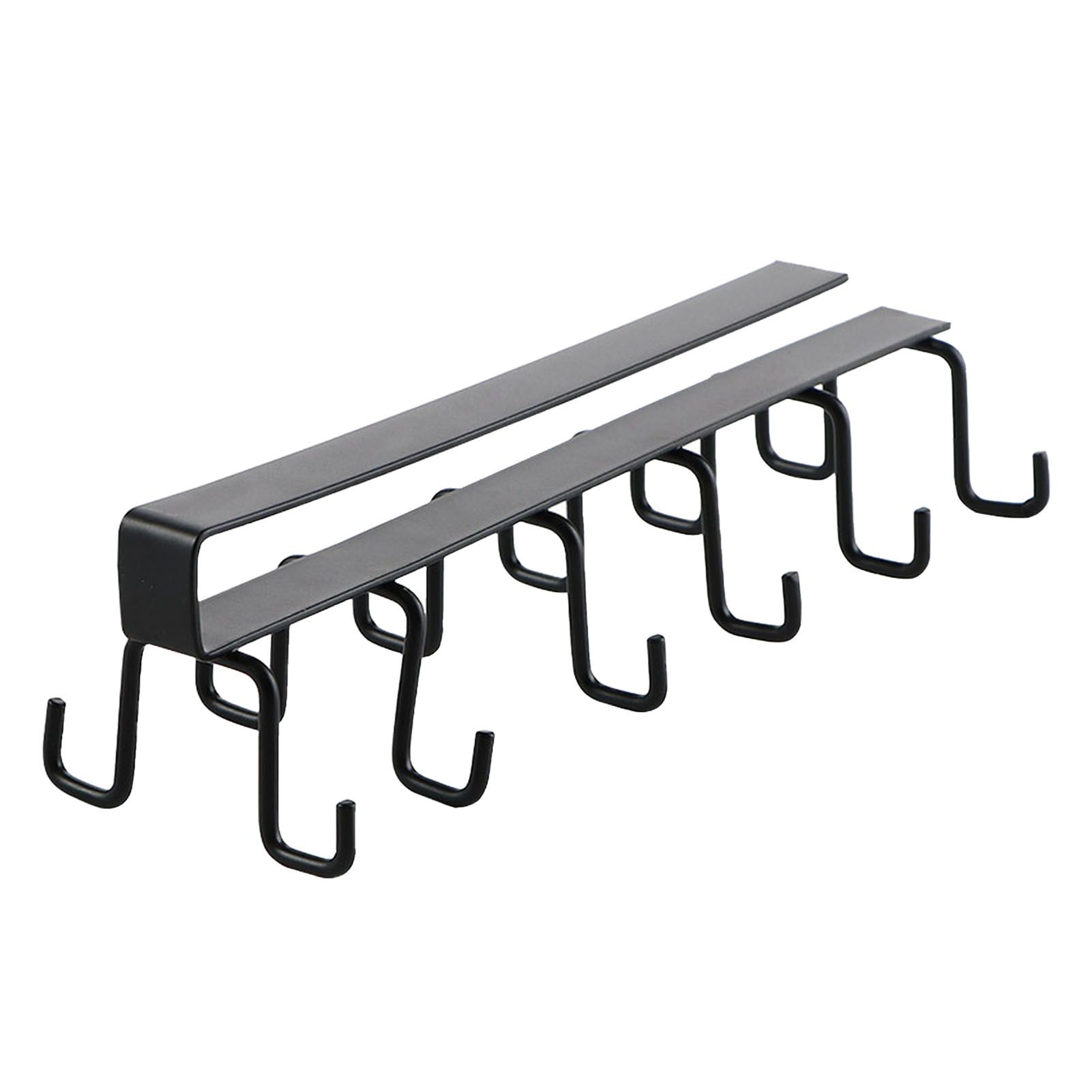 Kitchen Utensil Holder Hanger Iron Double Row Hook Spoon Shovel Shelving for Restaurant Black - Image 1