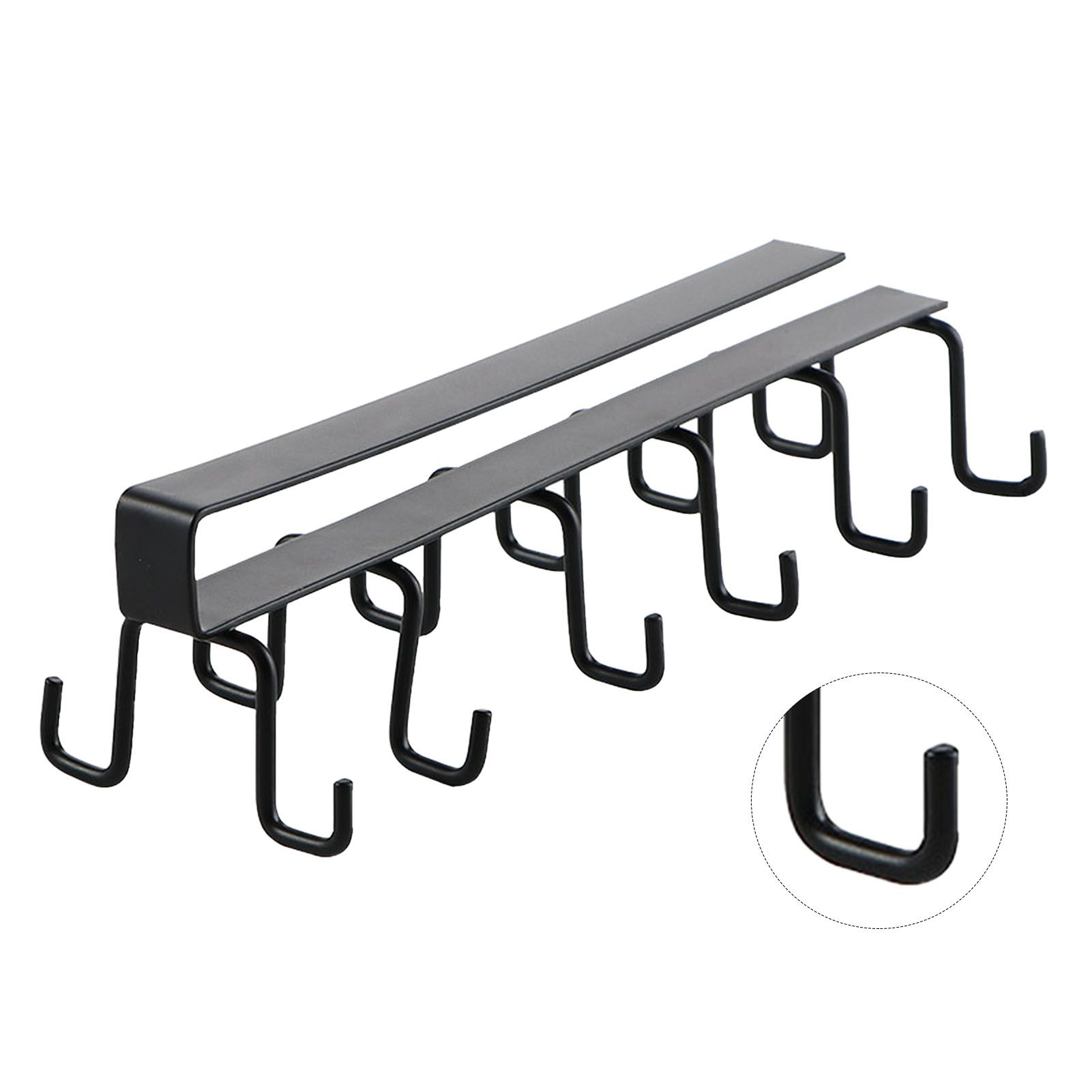 Kitchen Utensil Holder Hanger Iron Double Row Hook Spoon Shovel Shelving for Restaurant Black - Image 3