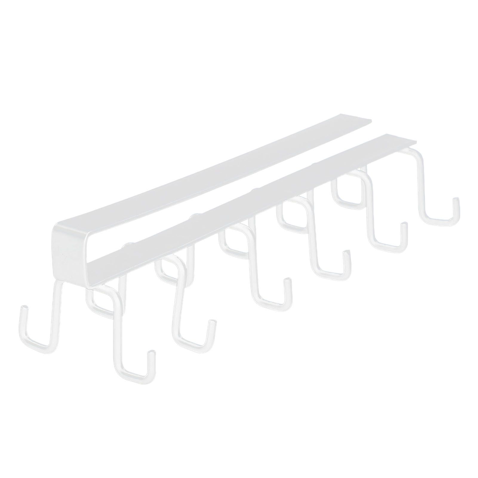 Kitchen Utensil Holder Hanger Iron Double Row Hook Spoon Shovel Shelving for Restaurant White - Image 1