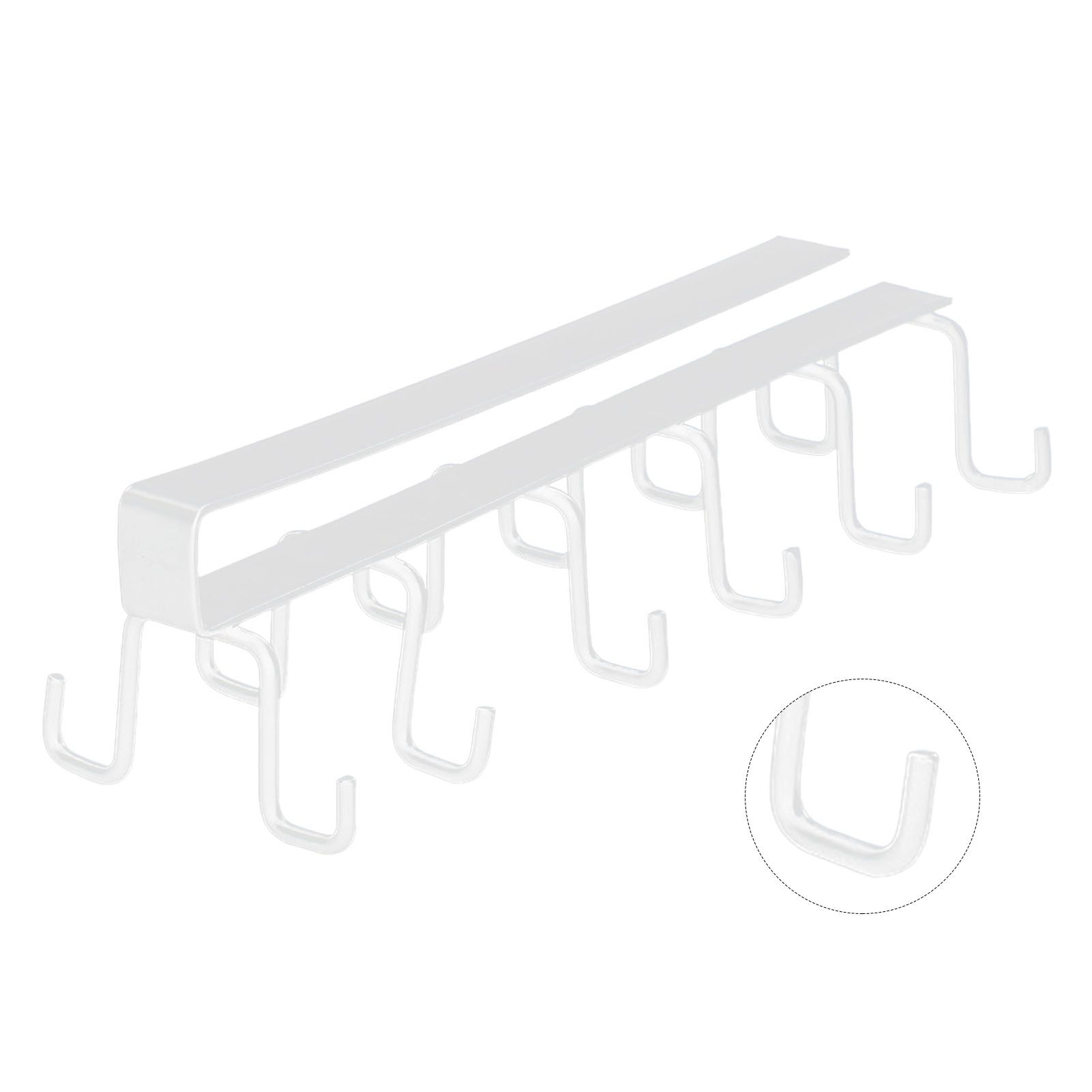 Kitchen Utensil Holder Hanger Iron Double Row Hook Spoon Shovel Shelving for Restaurant White - Image 3