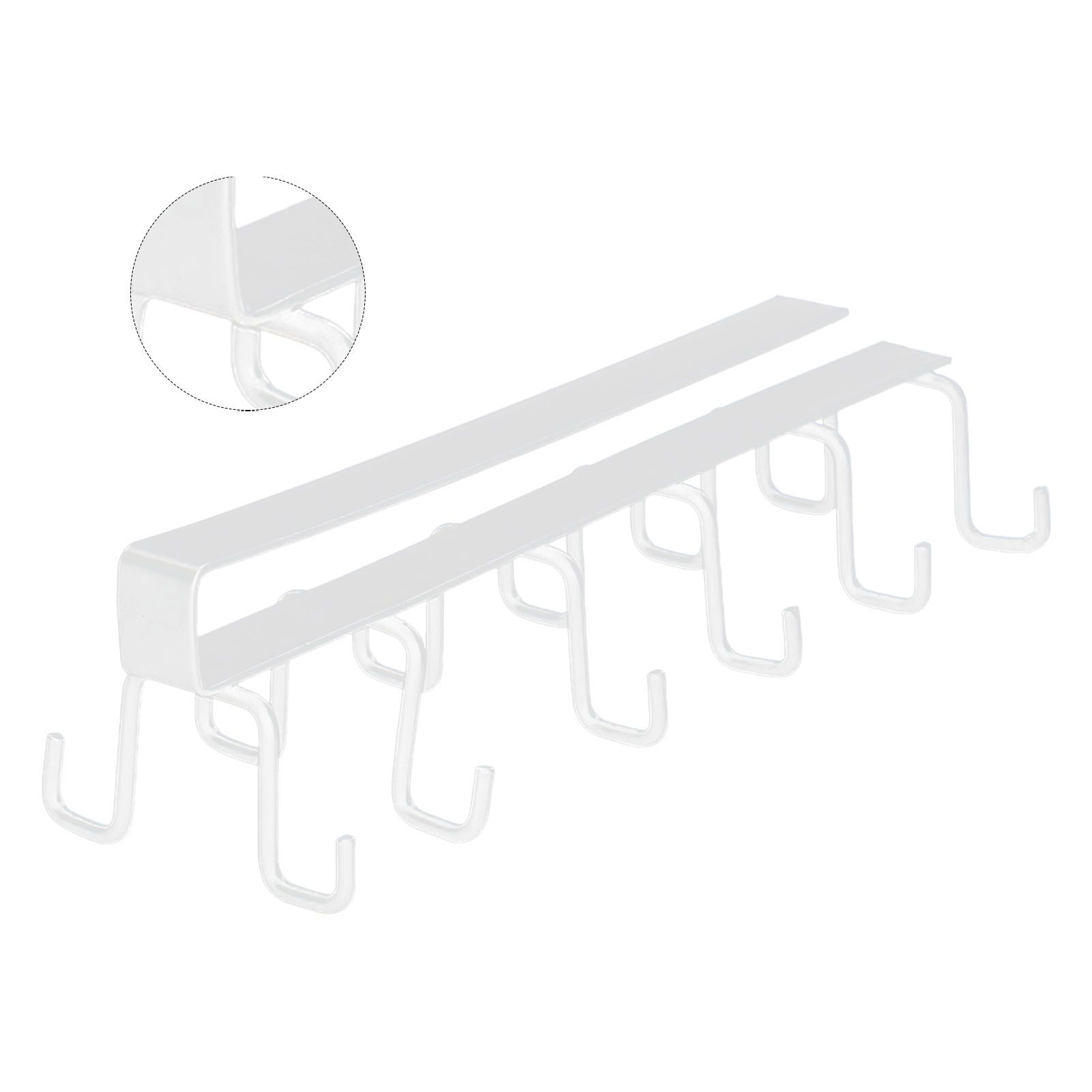 Kitchen Utensil Holder Hanger Iron Double Row Hook Spoon Shovel Shelving for Restaurant White - Image 4