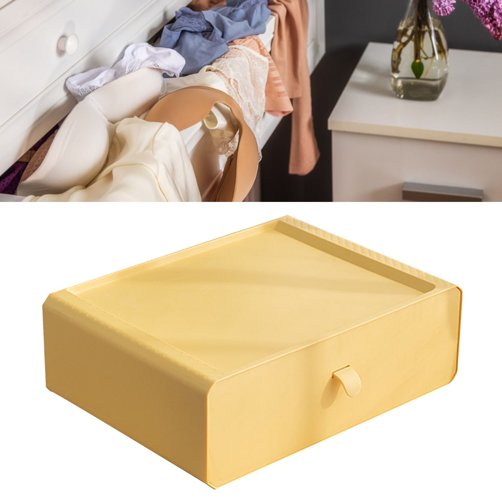 Underwear Storage Box Plastic 15 Grid Compartment Drawer Desktop Accessories for Socks Bras Yellow - Image 6