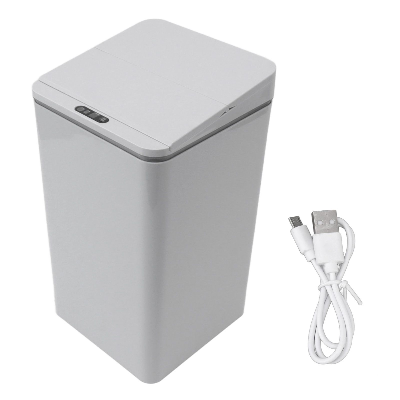 Desktop Sensor Trash Can USB Charging Foldable Lid 9L Intelligent Induction Garbage Bin for Bedroom Bathroom Office Grey - Image 1