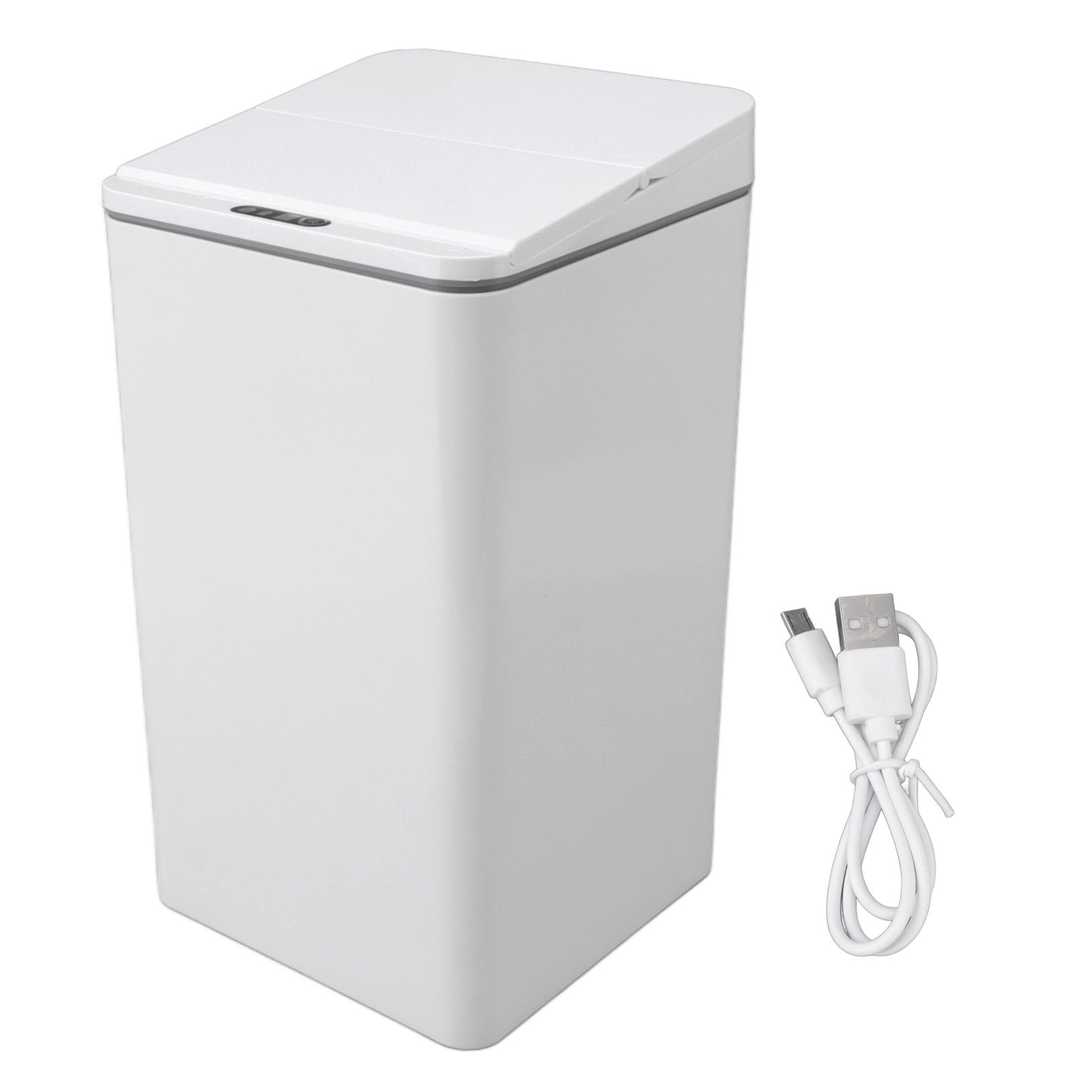 Desktop Sensor Trash Can USB Charging Foldable Lid 9L Intelligent Induction Garbage Bin for Bedroom Bathroom Office White - Image 1