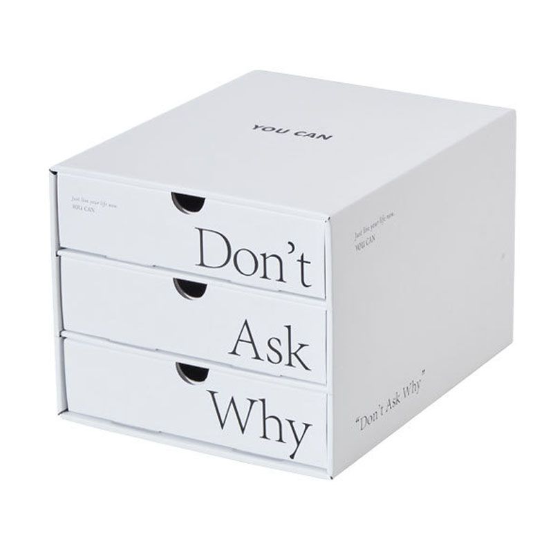 Desk Organizer with Drawer Corrugated Paper 3 Tier Desktop Storage Box for Home Dorm Office White - Image 1