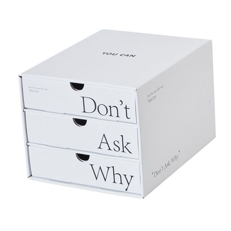 Desk Organizer with Drawer Corrugated Paper 3 Tier Desktop Storage Box for Home Dorm Office White - Image 2