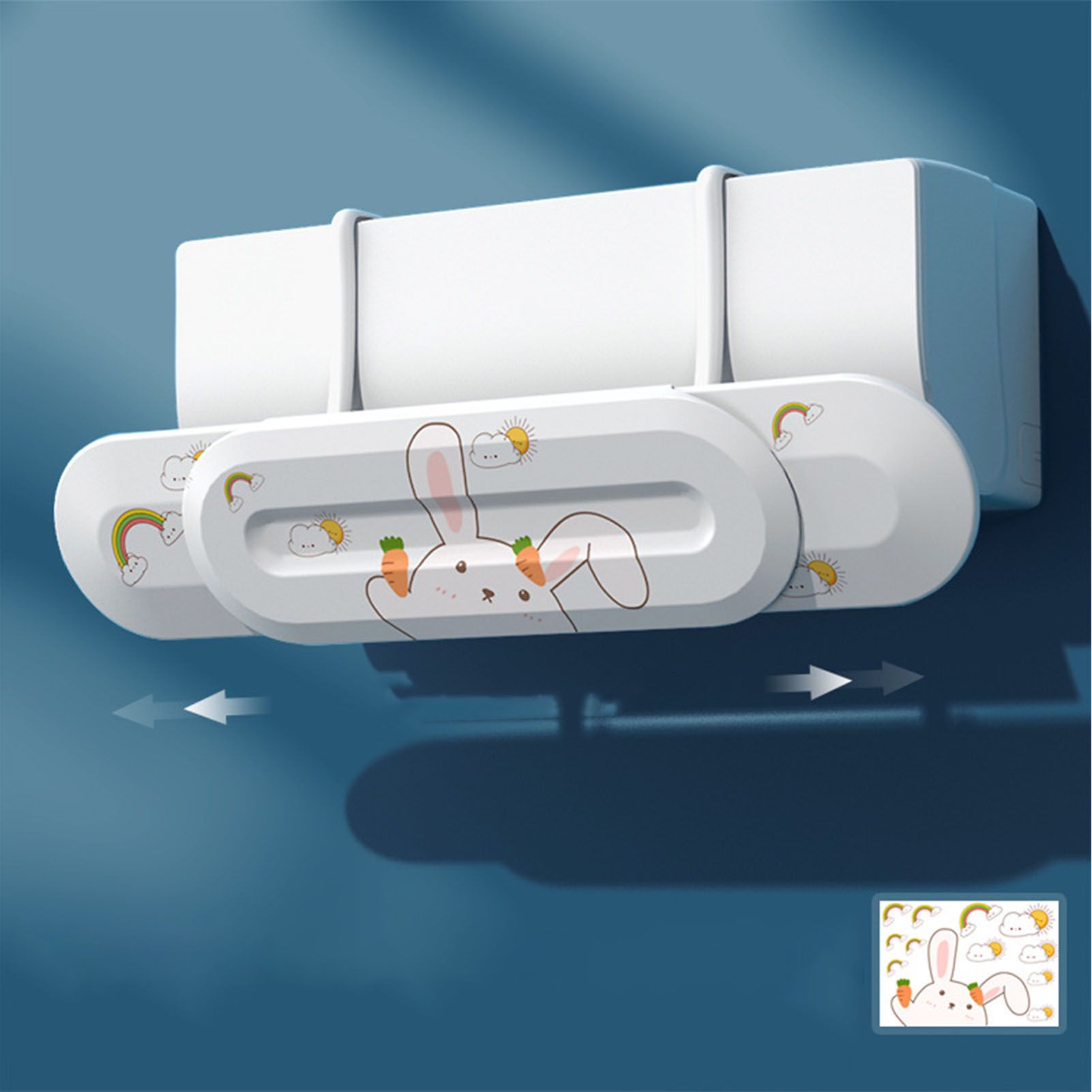 AC Conditioner Windshield 74 to 97cm Adjustable Universal Deflector Wind Cooled Baffle Air Wing Air Baffle with Stickers Windshield Plus Bunny Stickers - Image 6
