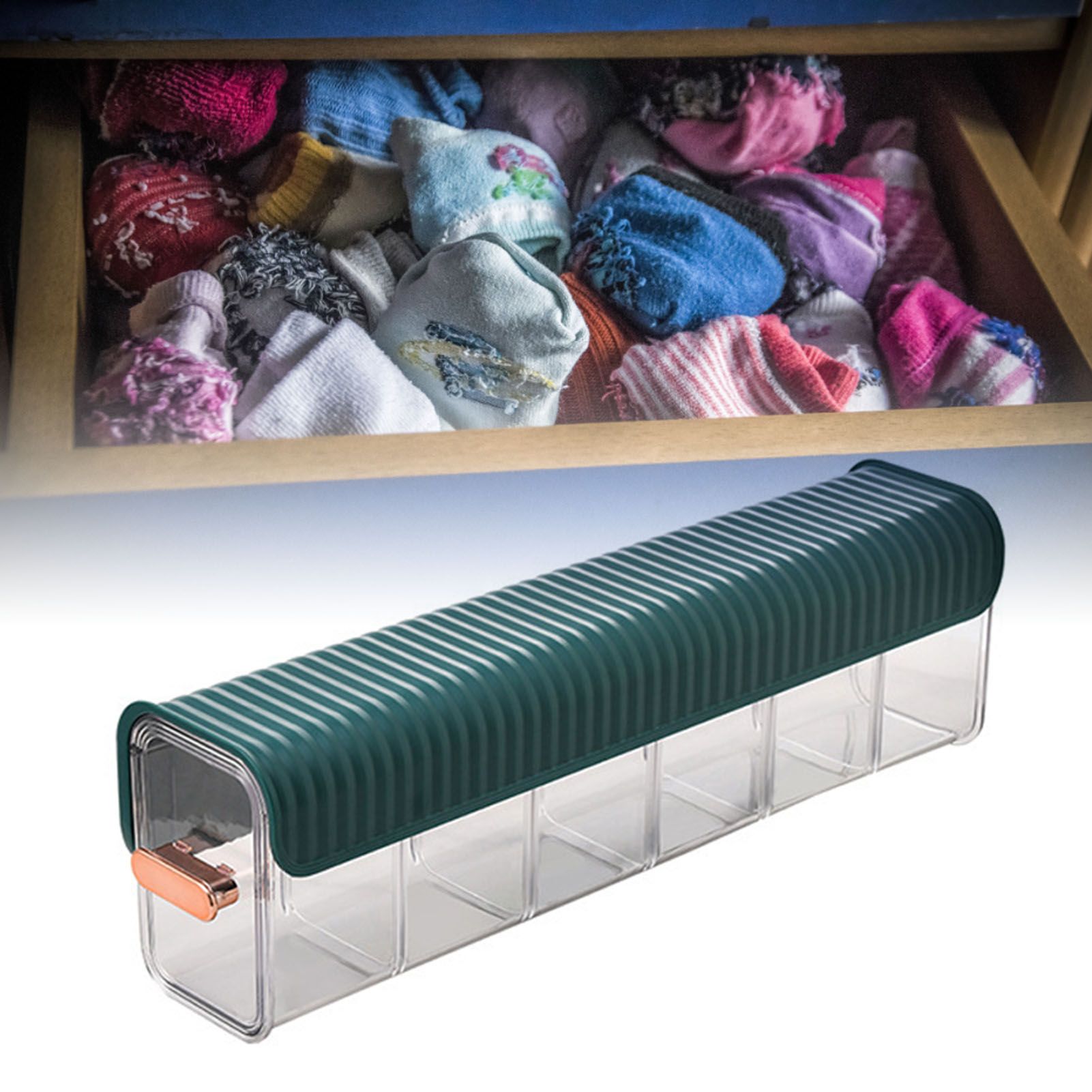 Wall Underwear Organizer Detachable Dustproof Moistureproof Wall Mount Drawer Organizer for Bedroom Home Blackish Green - Image 5