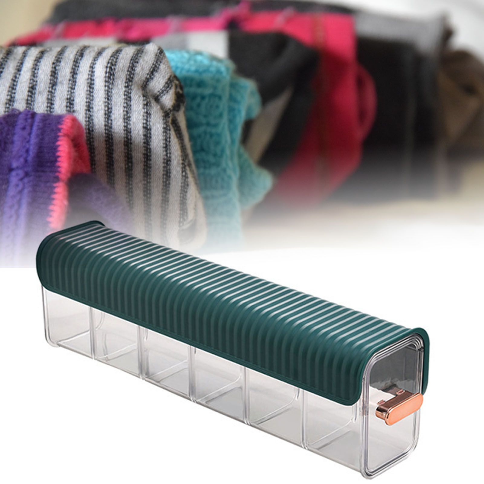 Wall Underwear Organizer Detachable Dustproof Moistureproof Wall Mount Drawer Organizer for Bedroom Home Blackish Green - Image 6