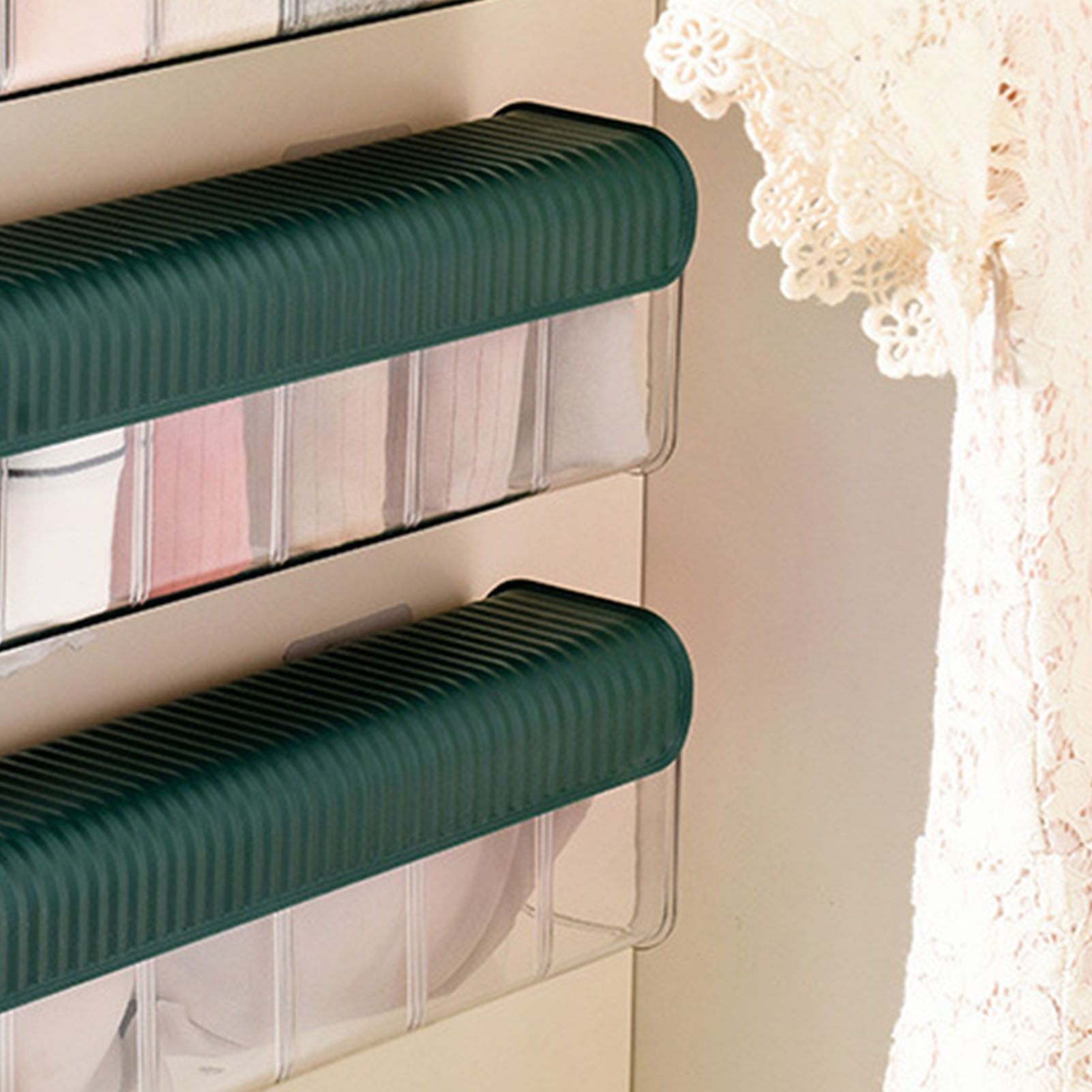 Wall Underwear Organizer Detachable Dustproof Moistureproof Wall Mount Drawer Organizer for Bedroom Home Blackish Green - Image 8