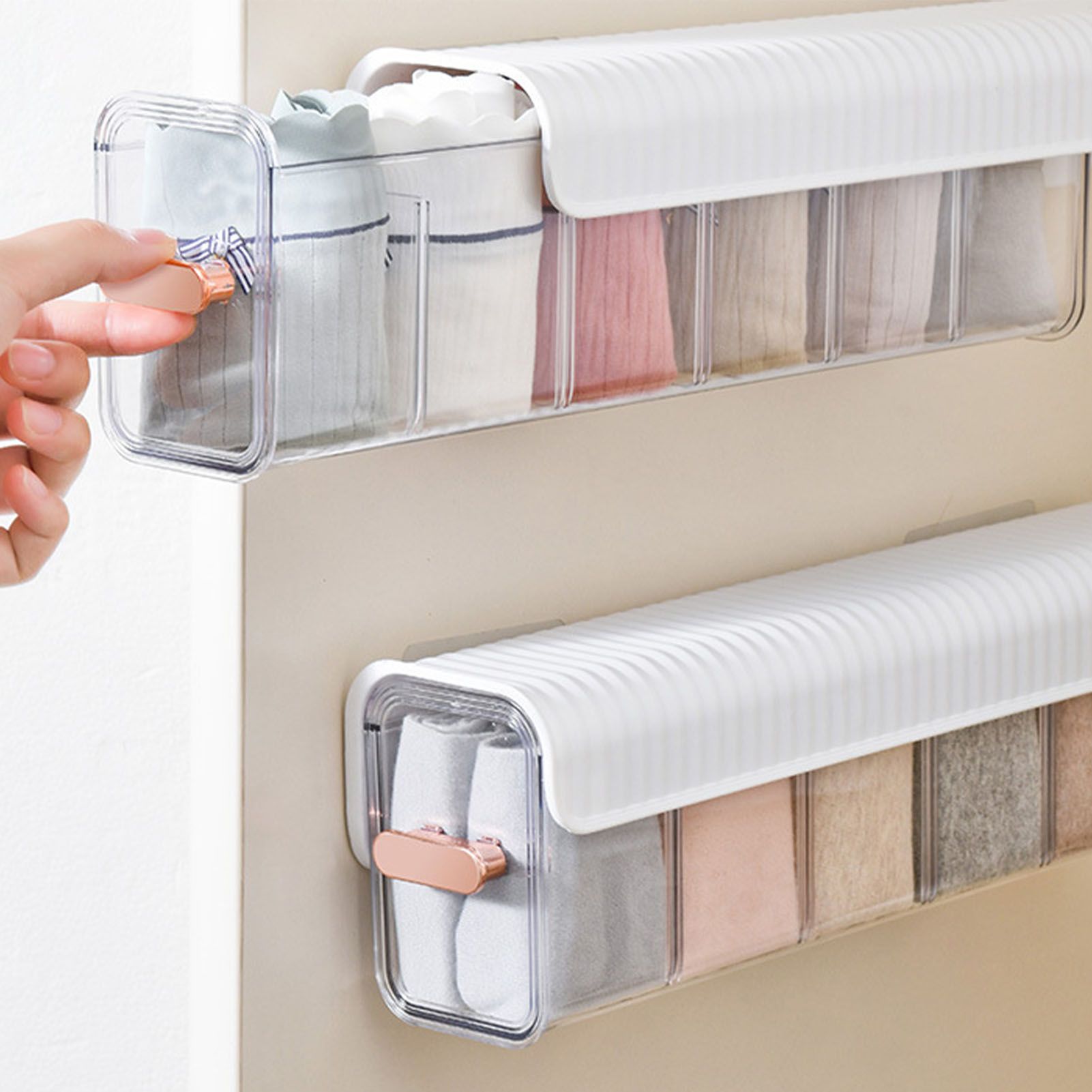 Wall Underwear Organizer Detachable Dustproof Moistureproof Wall Mount Drawer Organizer for Bedroom Home White - Image 5