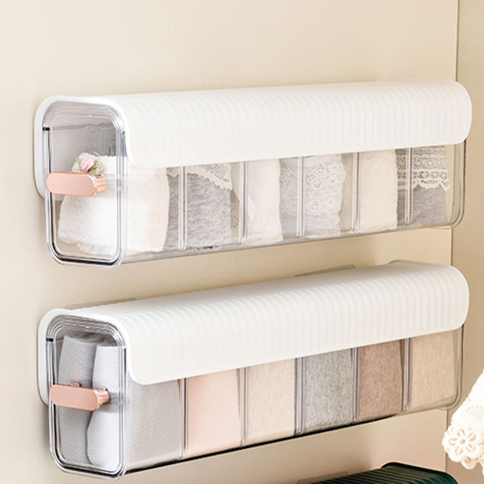 Wall Underwear Organizer Detachable Dustproof Moistureproof Wall Mount Drawer Organizer for Bedroom Home White - Image 6