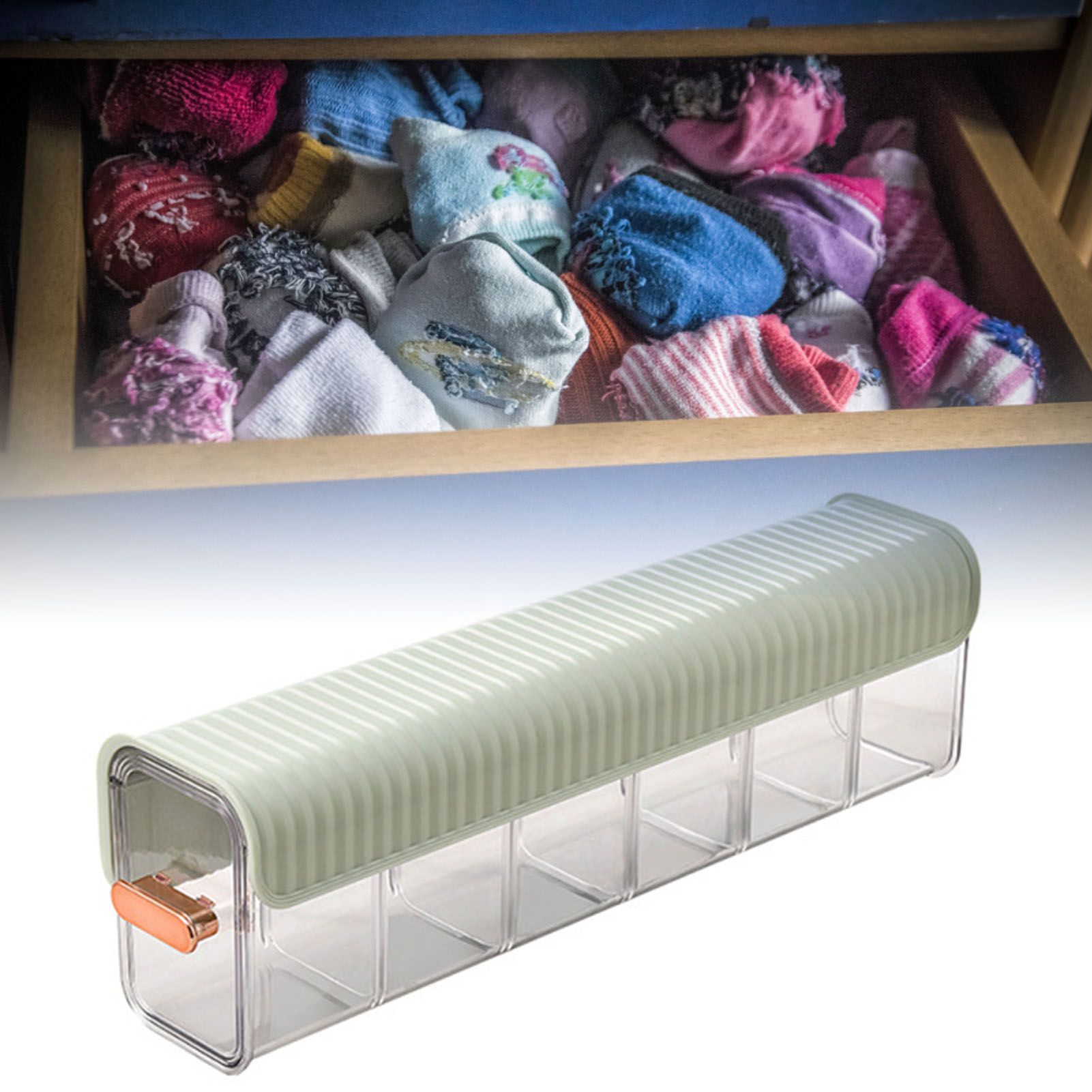 Wall Underwear Organizer Detachable Dustproof Moistureproof Wall Mount Drawer Organizer for Bedroom Home Light Green - Image 5