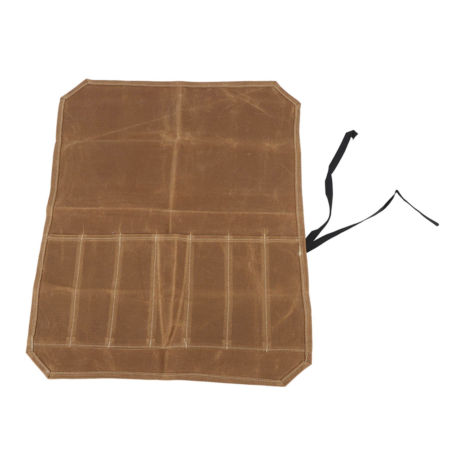 Camping Utensil Bag Canvas Cookware Knife Storage Bag Portable Tools Travel Bag for Outdoor BBQ Khaki - Image 4