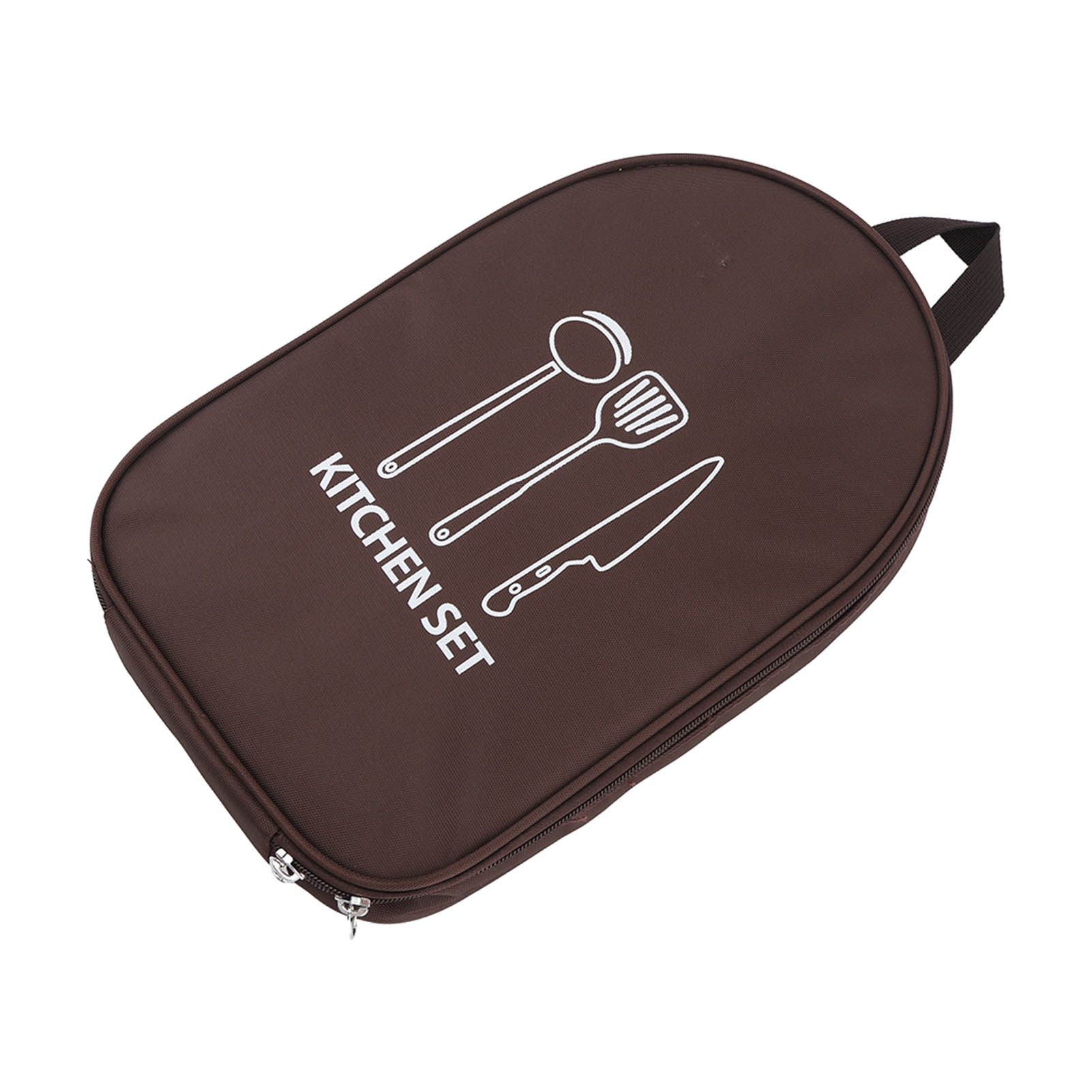 Camping Utensil Bag Canvas Cookware Knife Storage Bag Portable Tools Travel Bag for Outdoor BBQ Brown - Image 3
