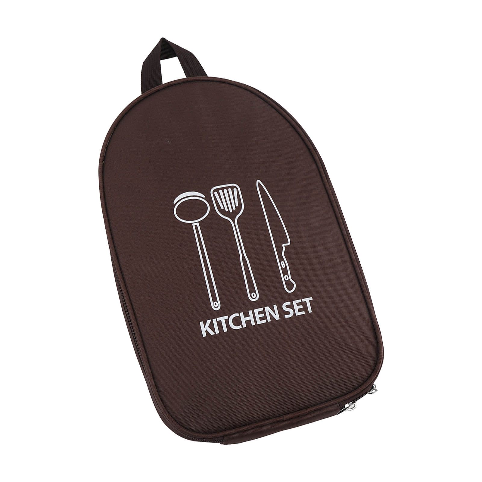 Camping Utensil Bag Canvas Cookware Knife Storage Bag Portable Tools Travel Bag for Outdoor BBQ Brown - Image 7