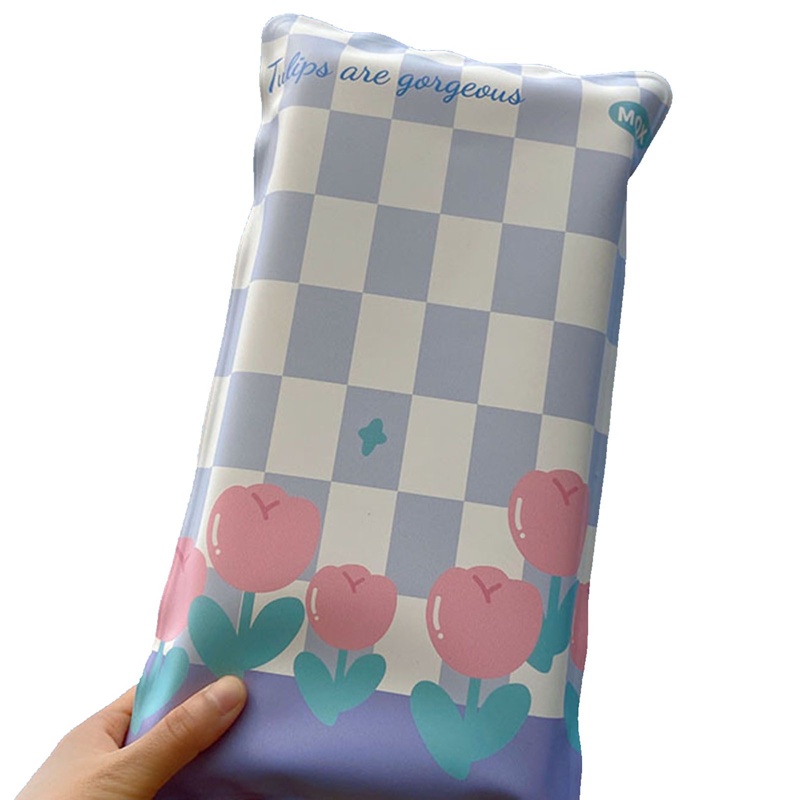 Water Filling Ice Pillow Multifunctional Summer Cartoon Cooling Cushion Mat Chair Pad for Children Blue Plaid Tulips - Image 2