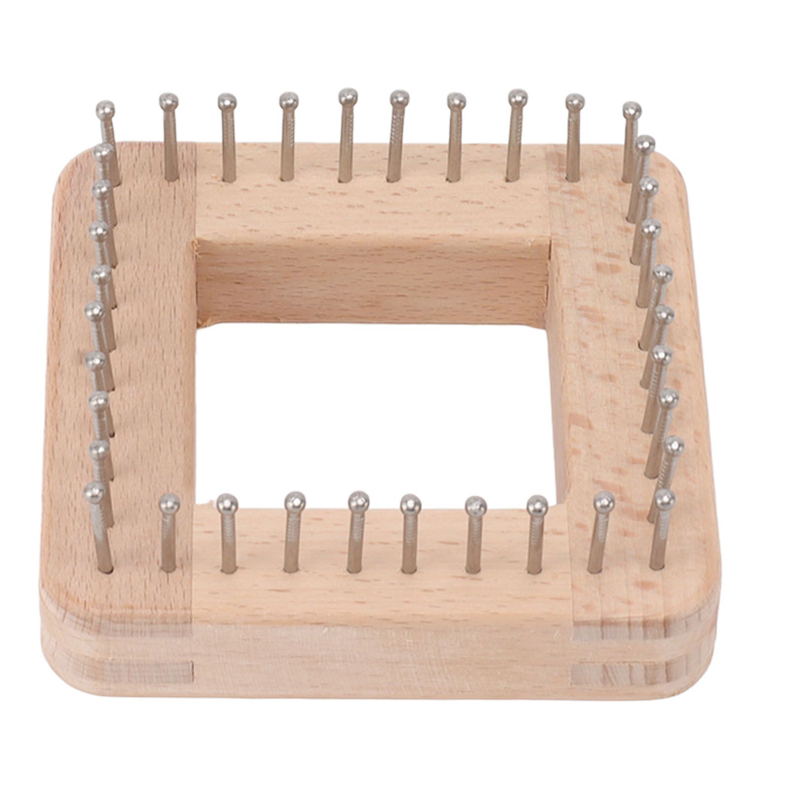 Mini Square Knitting Tool with Hooks Wooden Crochet Board for Weaving Mat Hairband Blanket Sock 10x10cm - Image 1