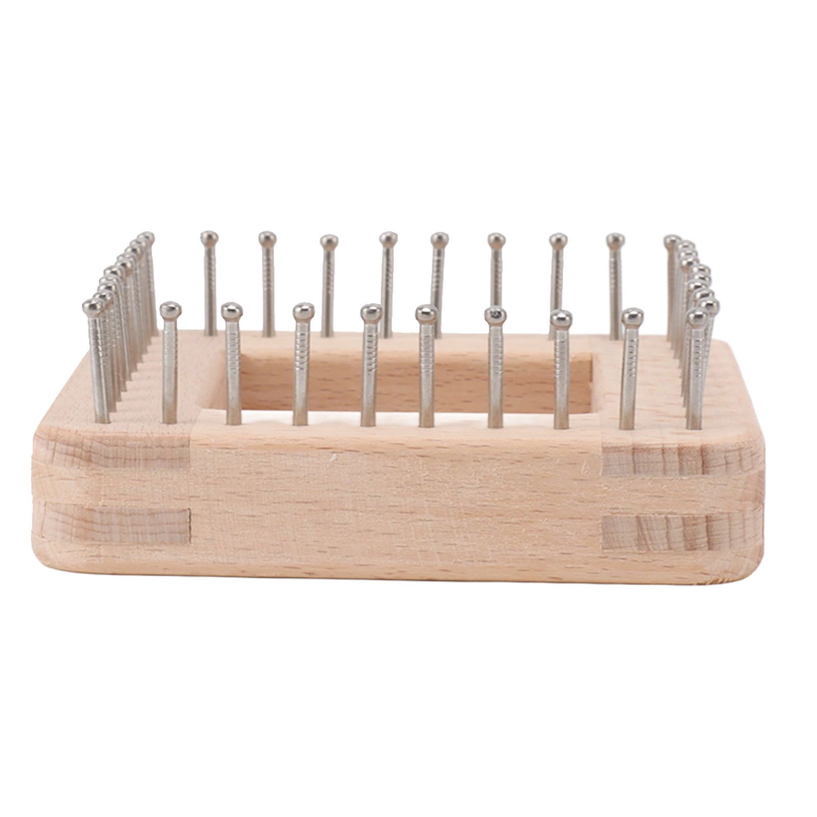Mini Square Knitting Tool with Hooks Wooden Crochet Board for Weaving Mat Hairband Blanket Sock 10x10cm - Image 2