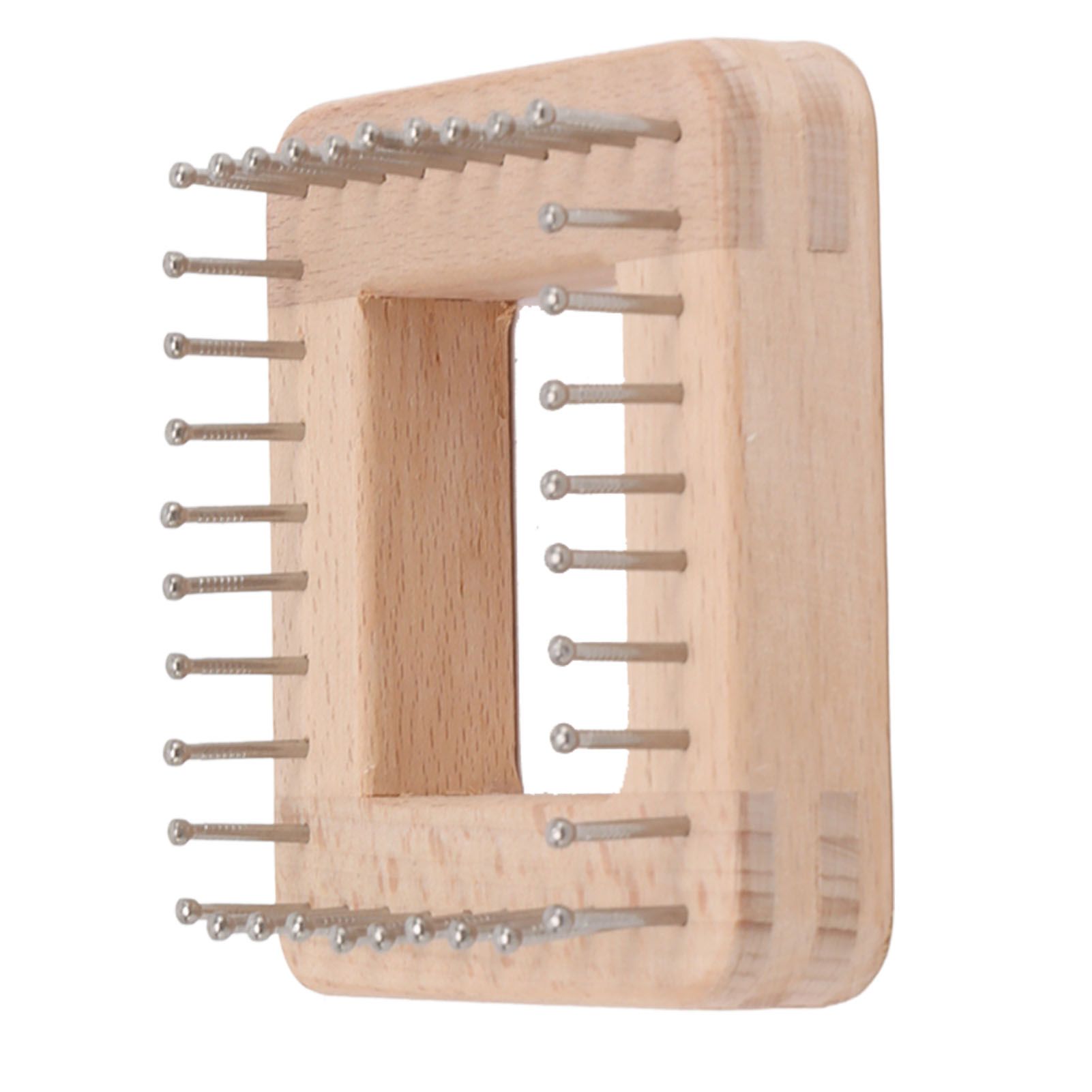 Mini Square Knitting Tool with Hooks Wooden Crochet Board for Weaving Mat Hairband Blanket Sock 10x10cm - Image 3