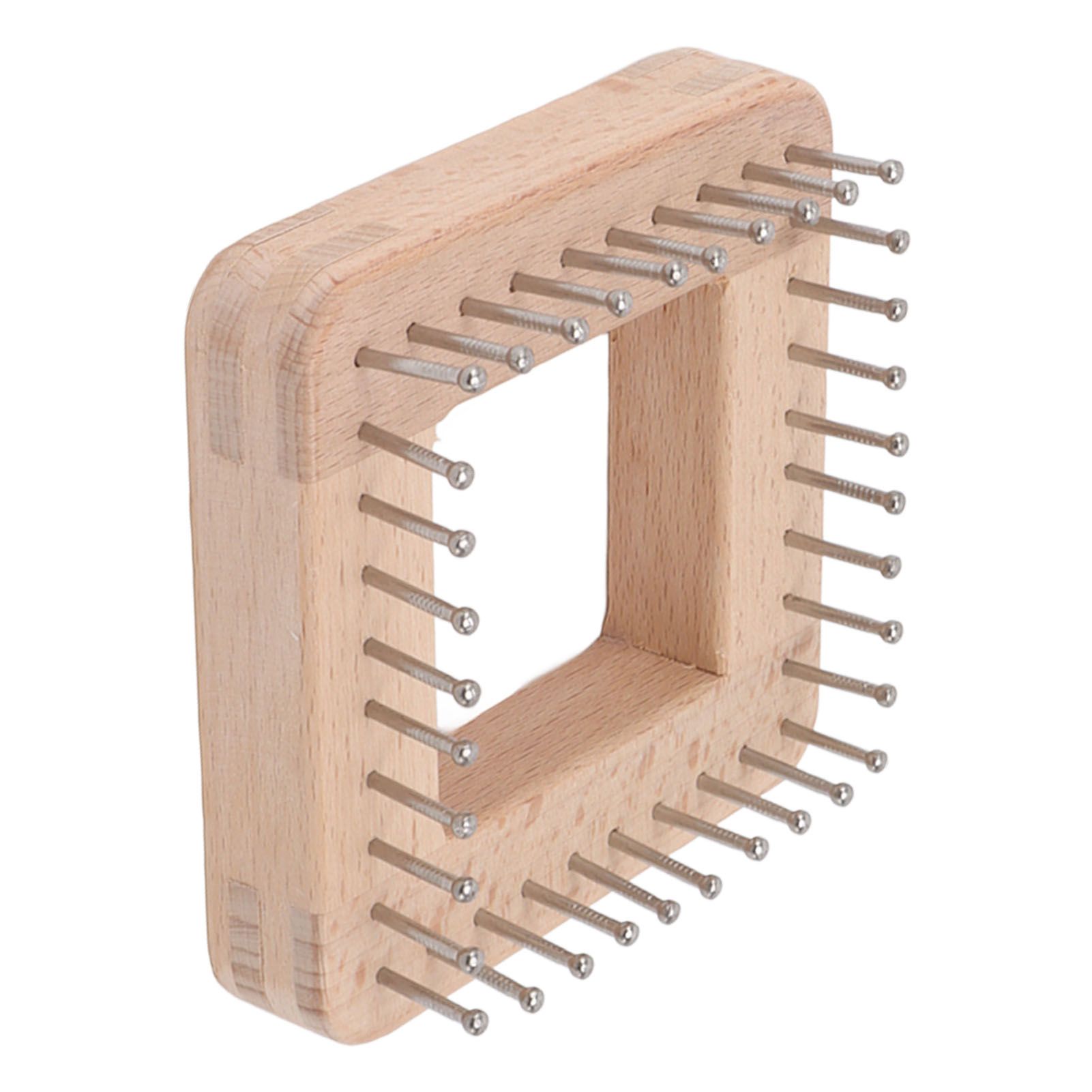 Mini Square Knitting Tool with Hooks Wooden Crochet Board for Weaving Mat Hairband Blanket Sock 10x10cm - Image 8