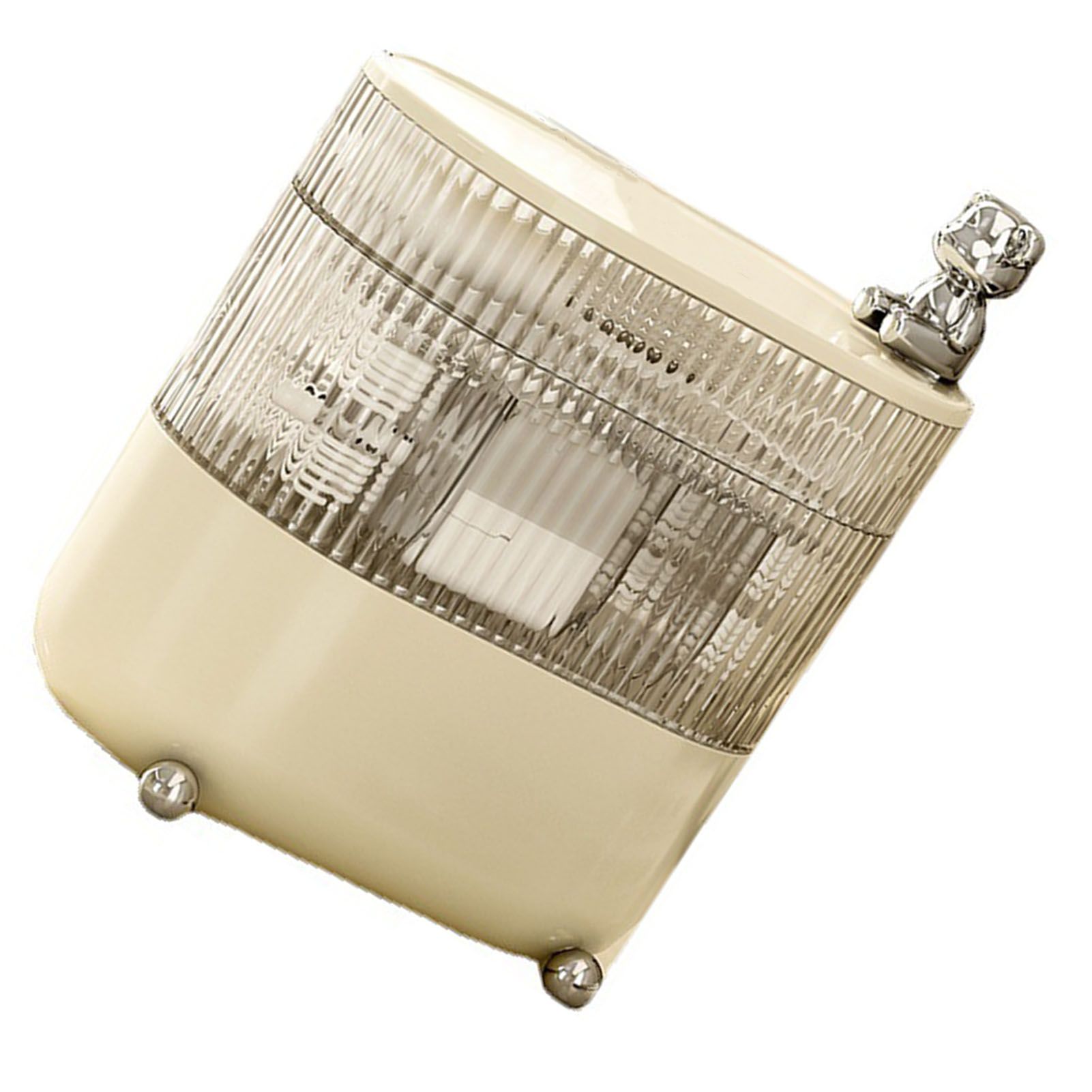Desktop Storage Box 3 Tier Rotating Divided Organizer for Jewelry Data Cable Cosmetic Cream White - Image 4