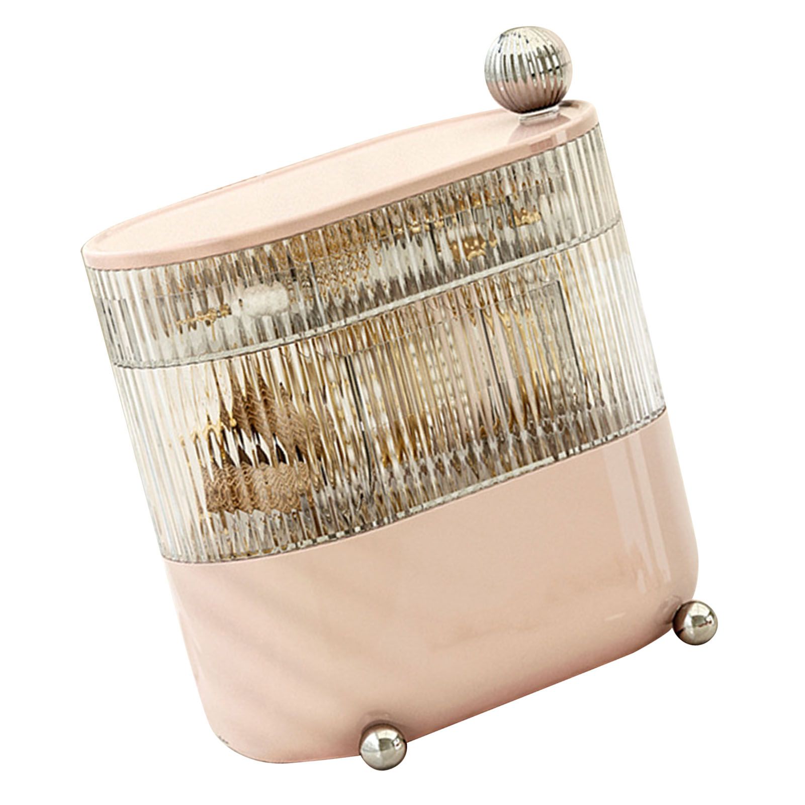 Desktop Storage Box 3 Tier Rotating Divided Organizer for Jewelry Data Cable Cosmetic Cream Pink - Image 4