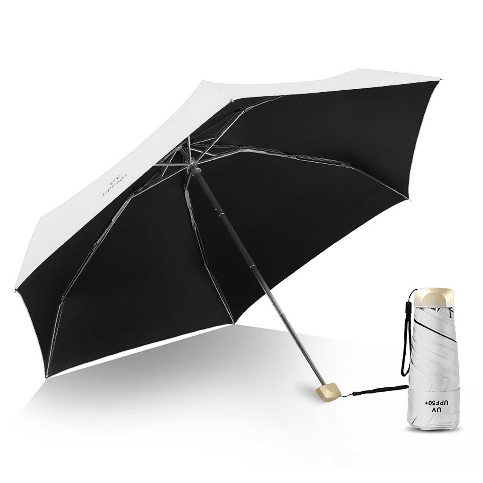 Sun Umbrella Super Light Mini Foldable UV Protection Wind Proof Portable Dual Use Umbrella White - Image 1