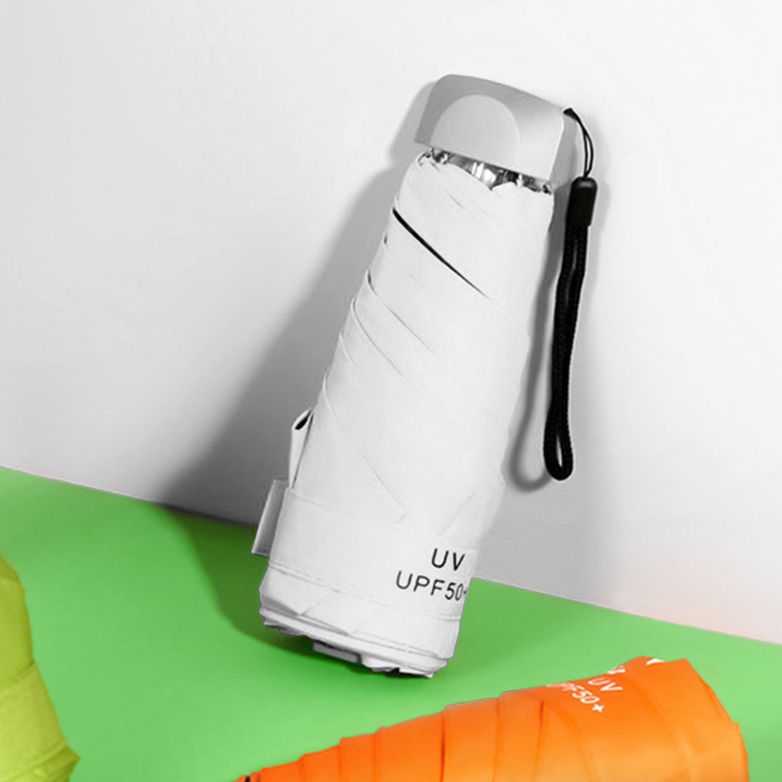 Sun Umbrella Super Light Mini Foldable UV Protection Wind Proof Portable Dual Use Umbrella White - Image 5