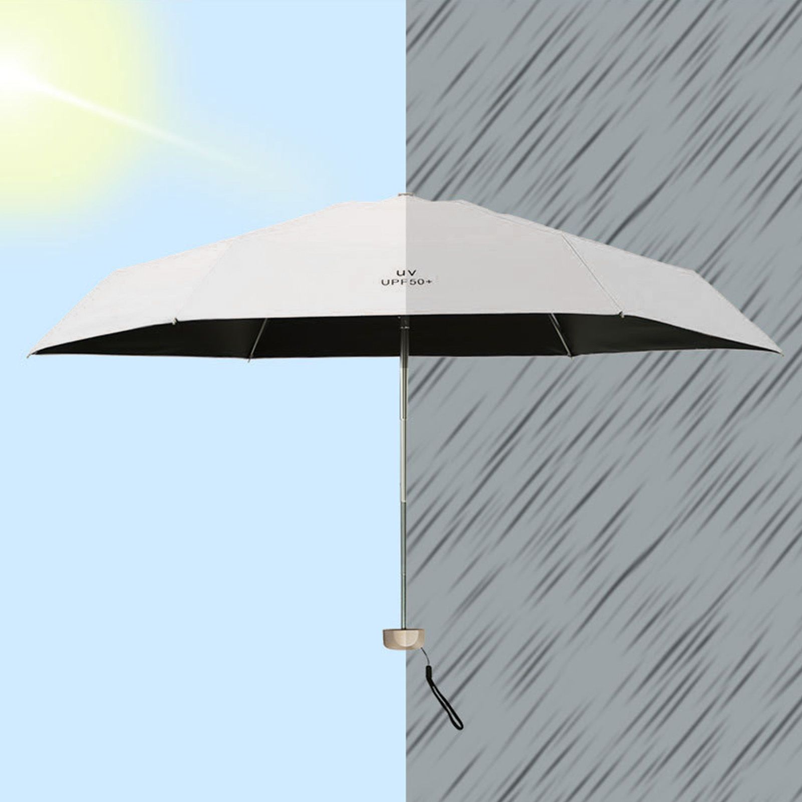 Sun Umbrella Super Light Mini Foldable UV Protection Wind Proof Portable Dual Use Umbrella White - Image 6