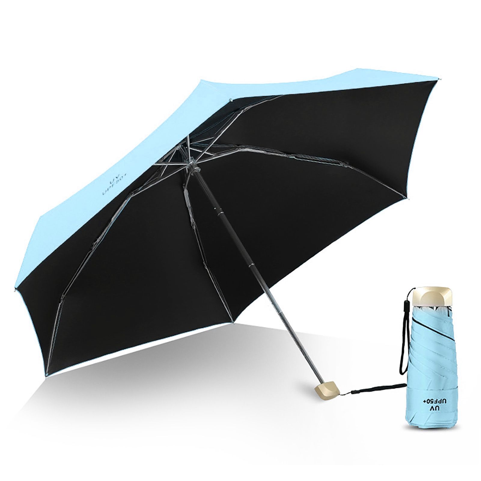 Sun Umbrella Super Light Mini Foldable UV Protection Wind Proof Portable Dual Use Umbrella Sky Blue - Image 1