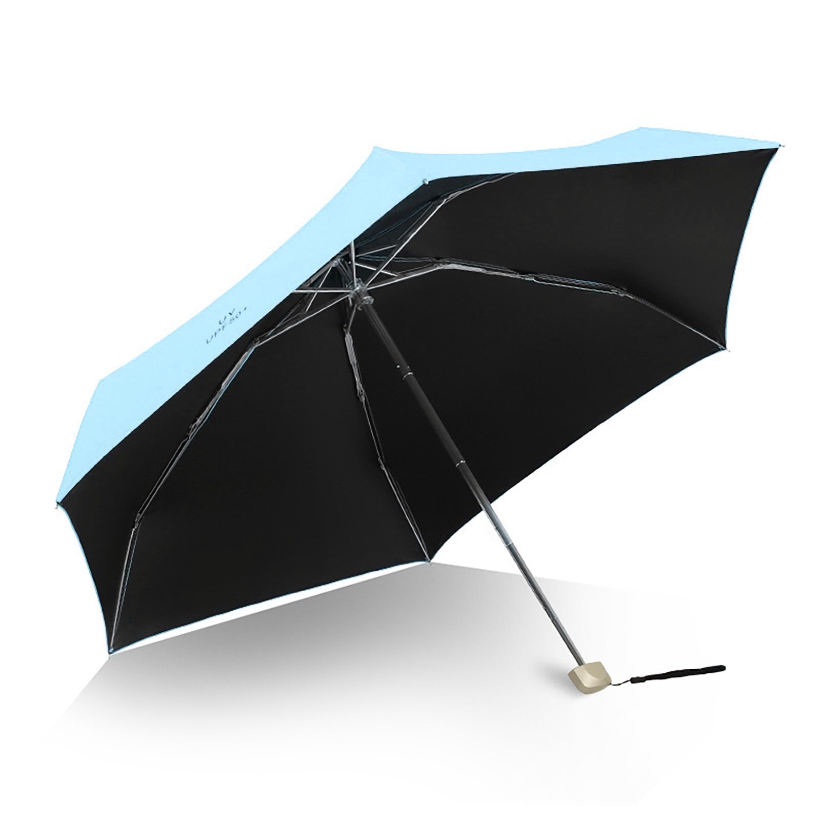 Sun Umbrella Super Light Mini Foldable UV Protection Wind Proof Portable Dual Use Umbrella Sky Blue - Image 4