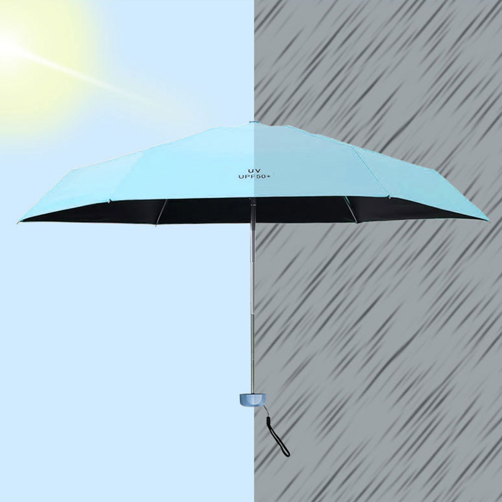 Sun Umbrella Super Light Mini Foldable UV Protection Wind Proof Portable Dual Use Umbrella Sky Blue - Image 6