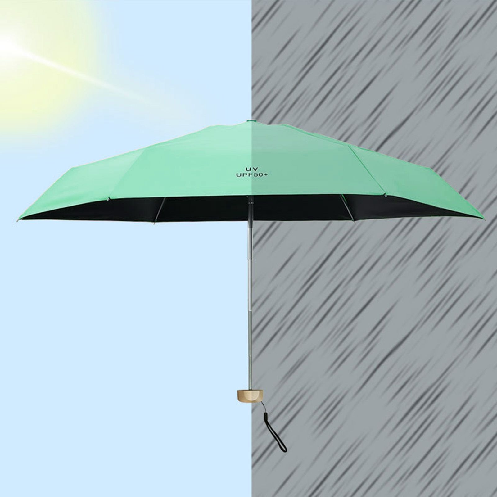 Sun Umbrella Super Light Mini Foldable UV Protection Wind Proof Portable Dual Use Umbrella Avocado Green - Image 5
