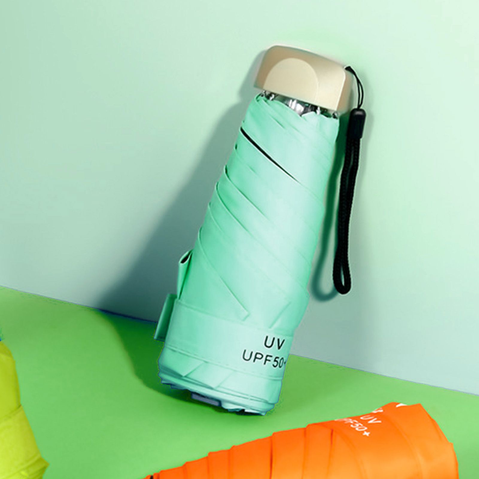 Sun Umbrella Super Light Mini Foldable UV Protection Wind Proof Portable Dual Use Umbrella Avocado Green - Image 8