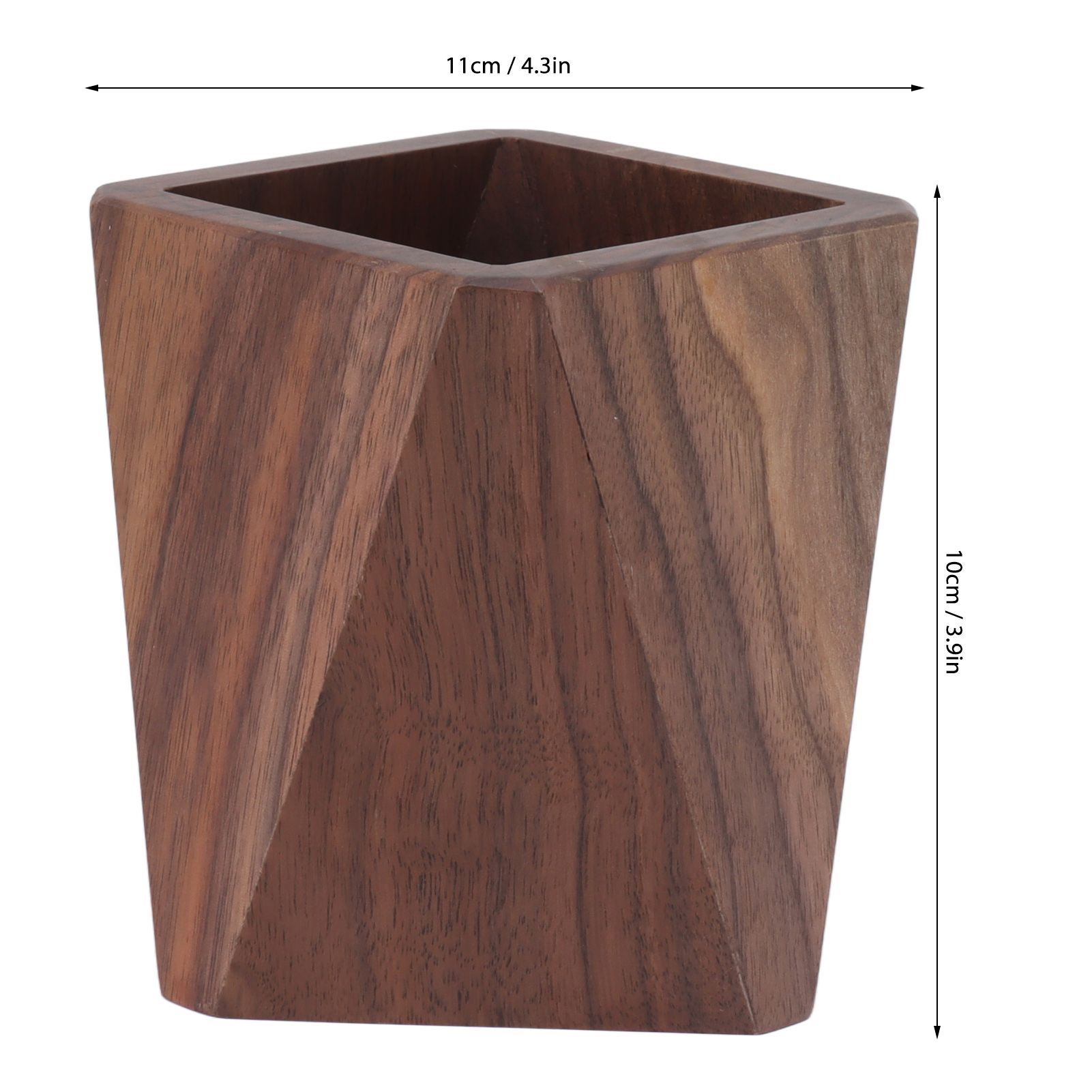 Cooking Utensil Container Smoothing Stable Large Capacity Simple Wooden Pen Holder for Kitchen Family Office Rhombic(3.9x4.3in) - Image 1