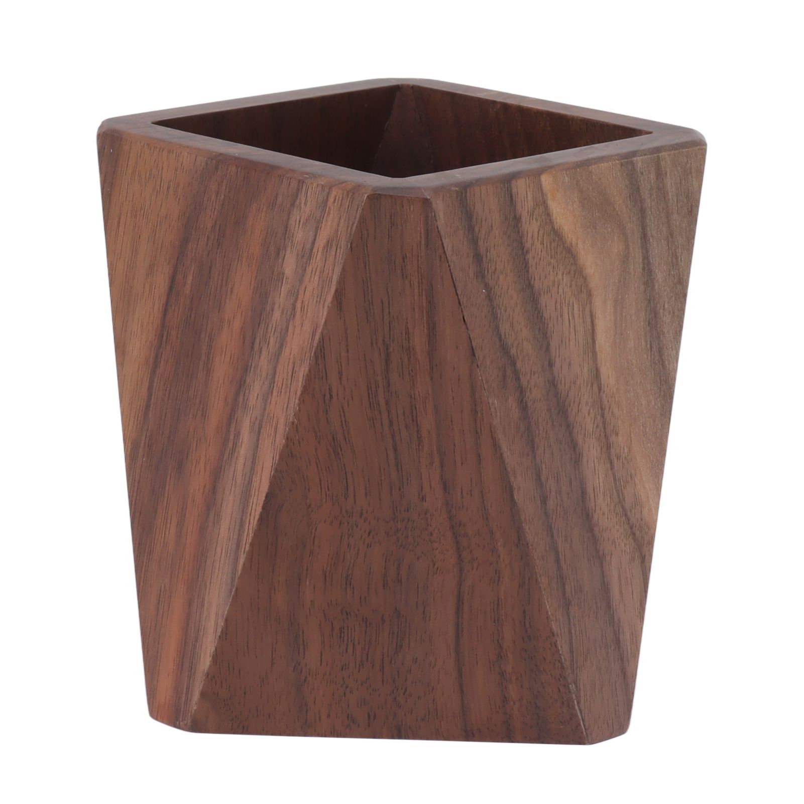 Cooking Utensil Container Smoothing Stable Large Capacity Simple Wooden Pen Holder for Kitchen Family Office Rhombic(3.9x4.3in) - Image 2