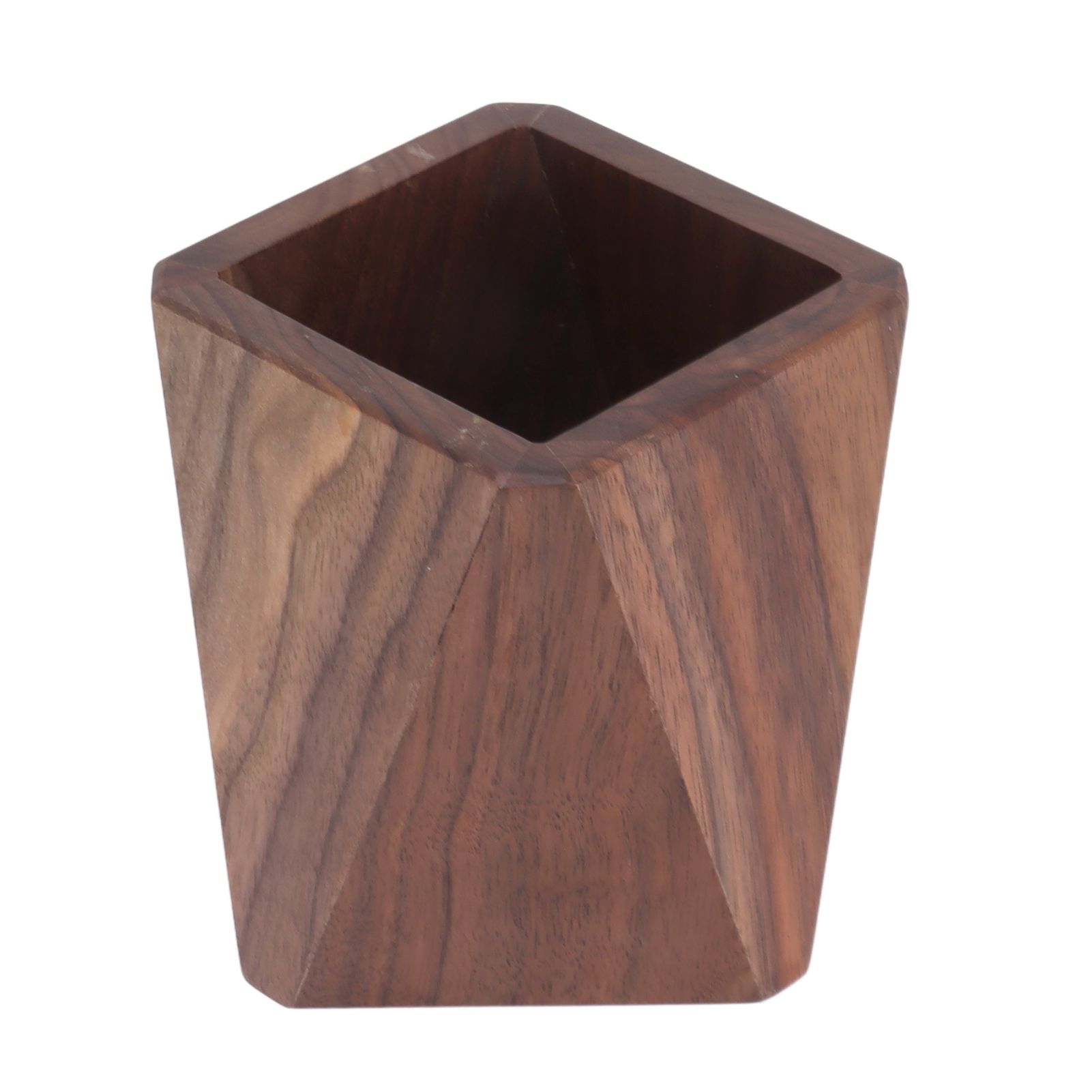 Cooking Utensil Container Smoothing Stable Large Capacity Simple Wooden Pen Holder for Kitchen Family Office Rhombic(3.9x4.3in) - Image 4
