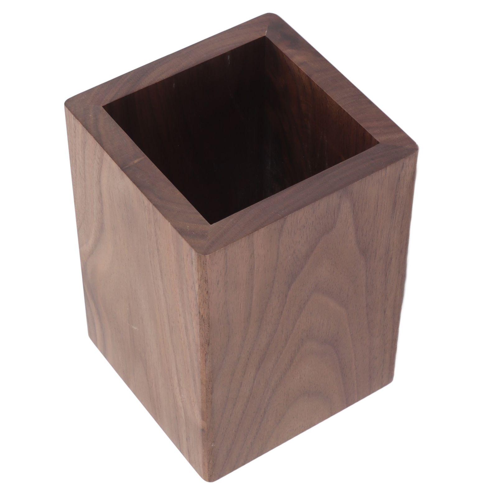 Cooking Utensil Container Smoothing Stable Large Capacity Simple Wooden Pen Holder for Kitchen Family Office Squared(4.3x3.1x3.1in) - Image 2